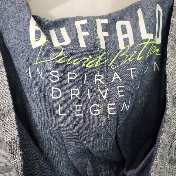 Buffalo David Bitton Linen Roll Tab Sleeve Hooded Quarter Button LS Shirt SZ L - Picture 3 of 13